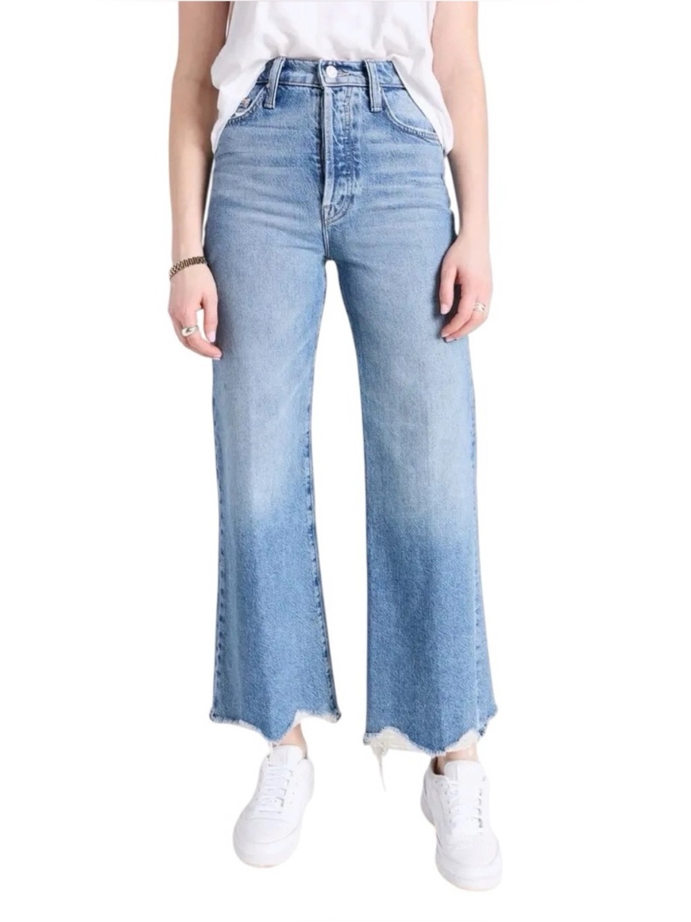 MOTHER The Tomcat Roller Chew “Look Before You Leap” Wide Leg Distressed Jean